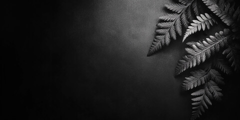 Beautiful contrast of a fern on a dark textured background creating a serene atmosphere