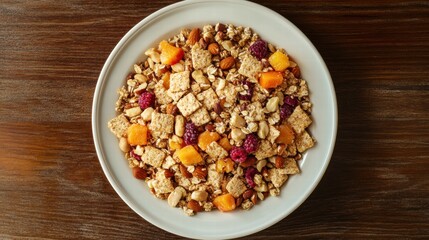 Delicious Granola with Almonds, Raspberries, and Dried Apricots