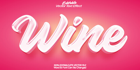 Wine Vector Text Effect Editable Alphabet Pink Cute Cartoon