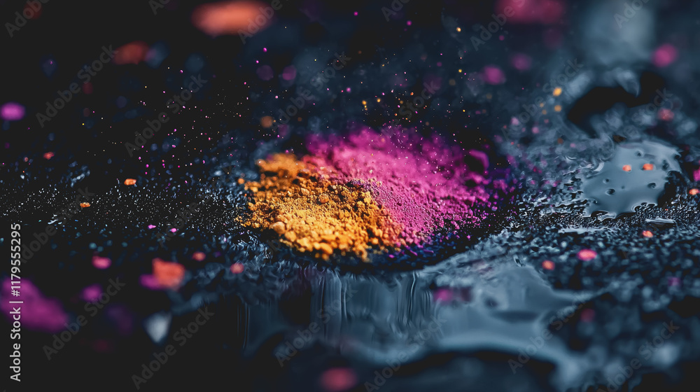 Poster vibrant and dynamic display of colorful paints colliding in midair creating a stunning visual explos