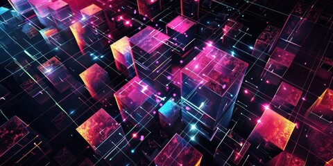 abstract digital geometrical cubes