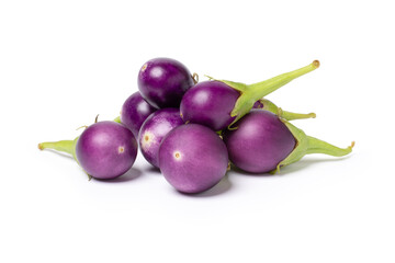Purple eggplant or Brinjal eggplant isolated on white background.
