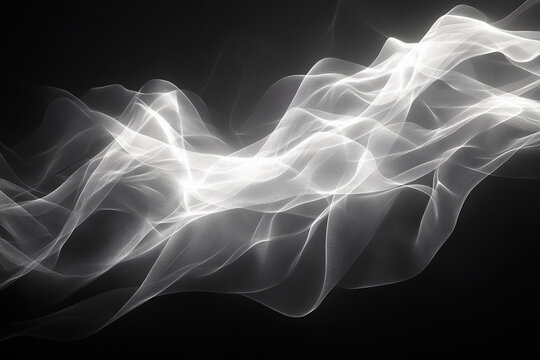Flowing white fabric creates an ethereal atmosphere on a dark background