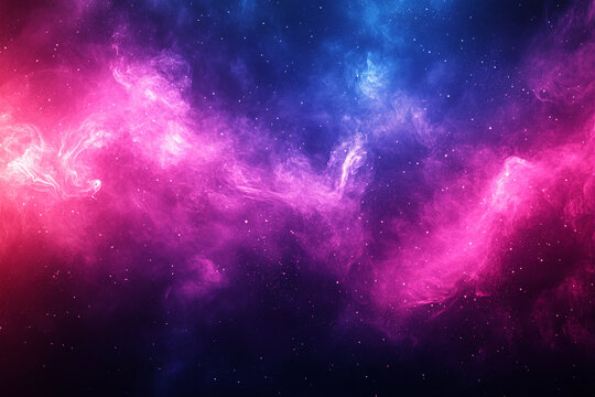 Colorful cosmic nebula with vibrant hues of pink and blue in a vast starry sky