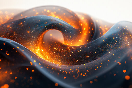Dynamic wave of energy glows with vibrant particles in a cosmic display