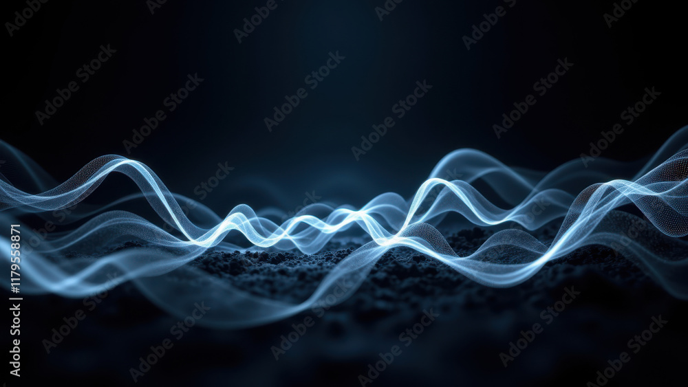 Aufkleber abstract wave-like shapes on a dark background with subtle lighting effects.
