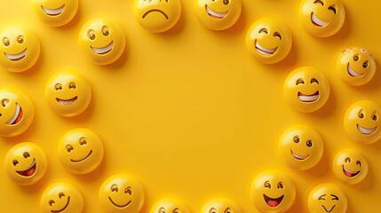 Fototapeta premium Fun Emoji Collage Playful and colorful emojithemed background concept