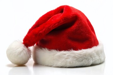 Festive Red Santa Hat Isolated on White Background - Perfect for Holiday Designs