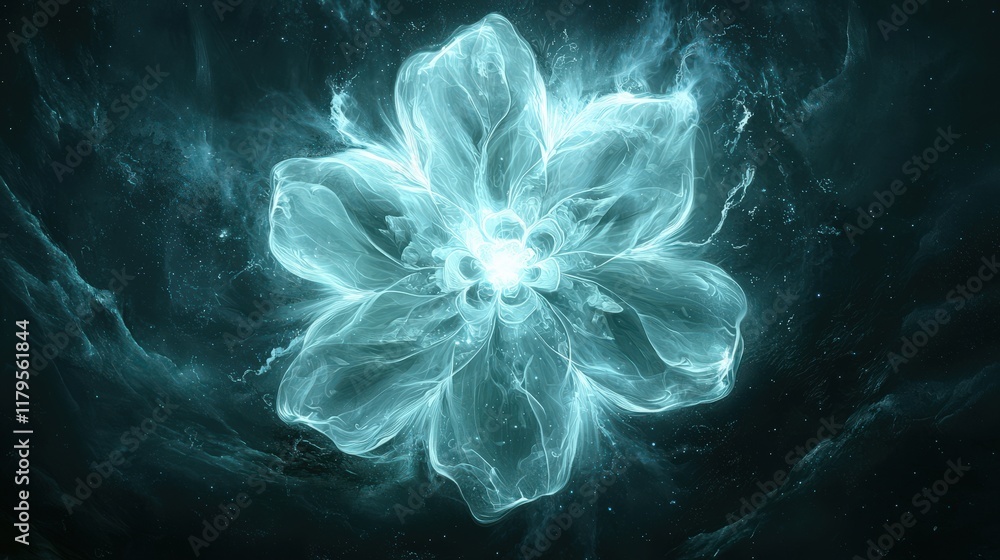 Aufkleber ethereal luminescent jellyfish with trailing tentacles in cosmic background