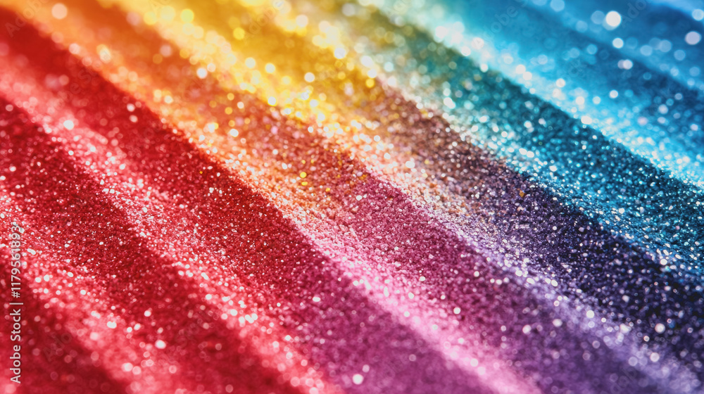 Poster vibrant rainbow colored glitter background with shimmering particles creating a festive and playful 
