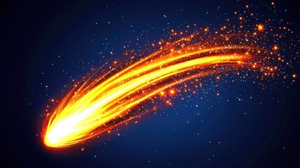 Obraz premium Glowing Fiery Comet with Whirling Tail Illuminating the Night Sky