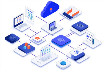 Obraz premium A computer cloud technology