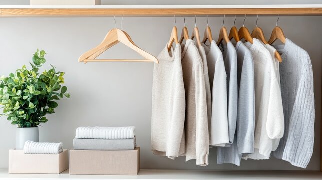 Stylish closet features neatly hung jeans, well-folded clothes, and organized baskets, highlighting modern home storage design.