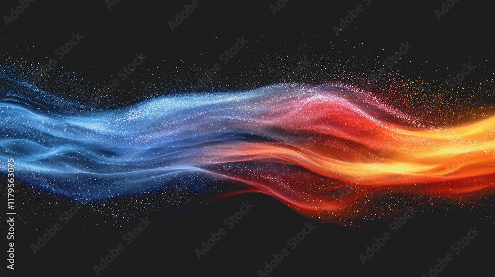 Poster dynamic and vivid abstract background featuring contrasting elements of fire and water evoking stron