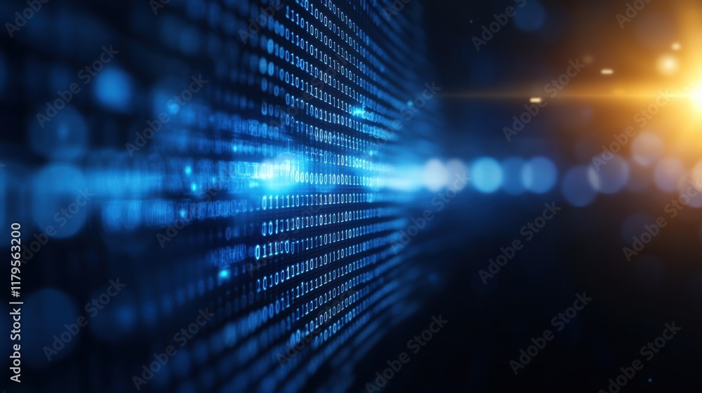 Aufkleber Futuristic Abstract Technology Background Featuring Dense Binary Code Creating a Sense of Digital Innovation and Complexity