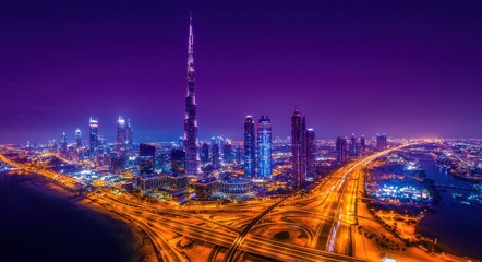 Fototapeta premium City Lights: A Vibrant Metropolitan Night.