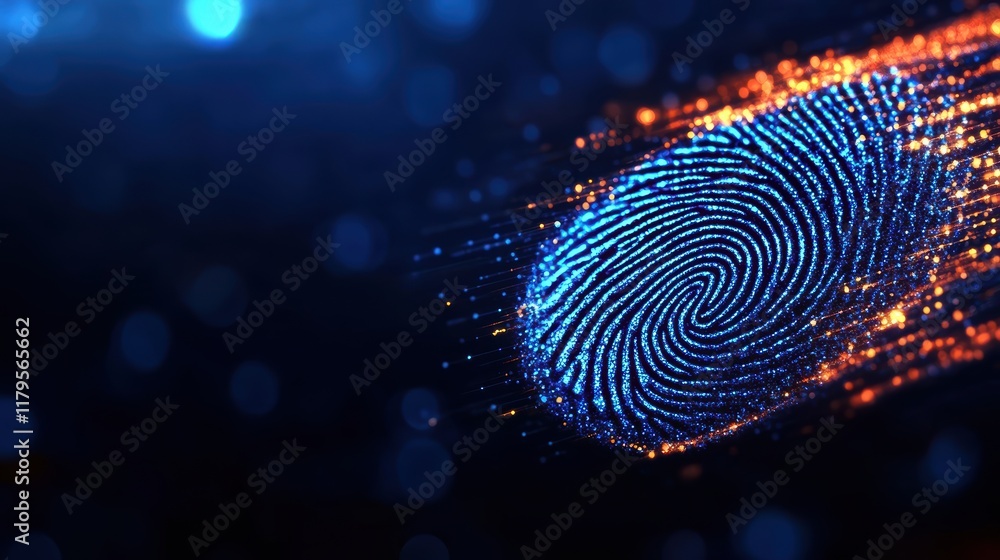 Poster intricate fingerprint pattern against a deep dark background highlighting unique identity features a