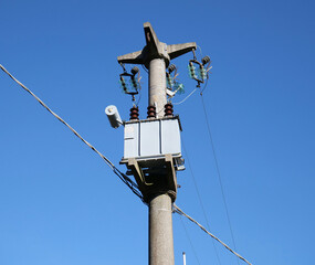 Electricity pylon in countryside area