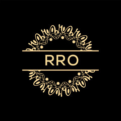 RRO Letter Logo Design with black background.