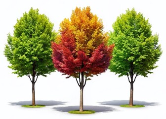 Naklejka premium Five Young Summer Trees, Isolated PNG, Perfect Cutout, Candid Photography