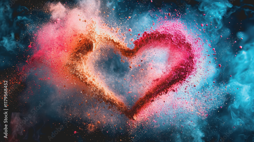Aufkleber artistic heart shape created with fine powder on a soft surface symbolizing love and affection in a 