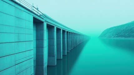 Fototapeta premium Tranquil Teal Bridge Over Still Waters