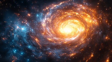 Fiery Spiral Galaxy Cosmic Swirl Of Stars And Nebulae