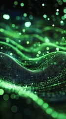 Dynamic Green Digital Waves Abstract Design