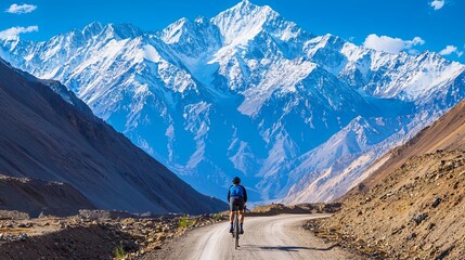 Obraz premium Majestic Mountain Cycling Adventure: A Breathtaking Landscape