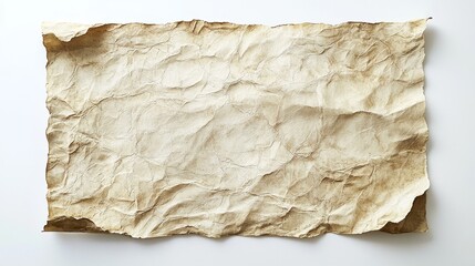 Obraz premium Ultra-realistic parchment paper with textured surface, beige color, slightly curled edges, perfect for vintage or classic design projects, with a clean white background for easy cutout or PNG use.