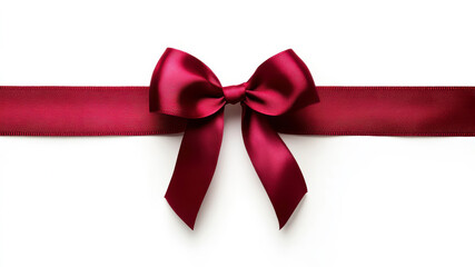 Elegant Red Ribbon With Bow Isolated on a White Background Ready for Gift Wrapping and Decoration Projects