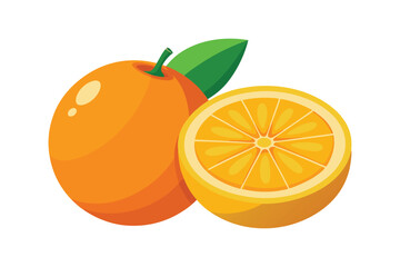 Orange fruit with leaves isolated on white background showcasing freshness and health benefits