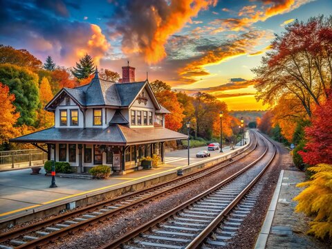 Framingham Train Station: Architectural Details & Autumn Foliage