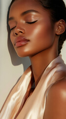 Close-up View of a Smooth and Silky Fabric Texture With Light Reflecting Softly on the Surface Against a Warm Backdrop