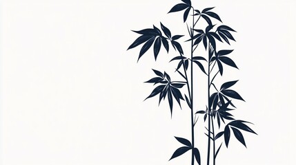 Naklejka premium Bamboo Silhouette: Serene Botanical Illustration | Minimalist Design for Wall Art Decor