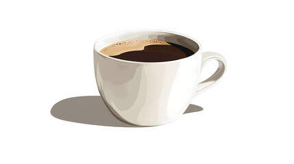 Obraz premium Plain white coffee cup against white background, high-key lighting for clean, vibrant look, shadowless to emphasize purity of design. Shadowmoss. Illustration