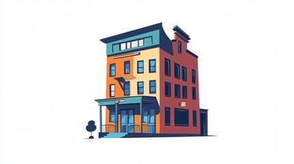 Naklejka premium Colorful Architectural Illustration of a Modern City Building