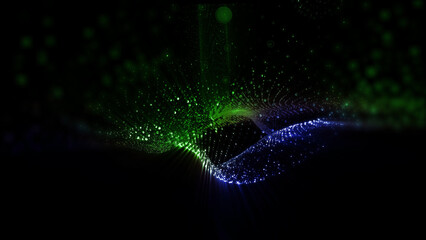 A calming background of virtual light waves smoothly moving in a dreamlike space.
