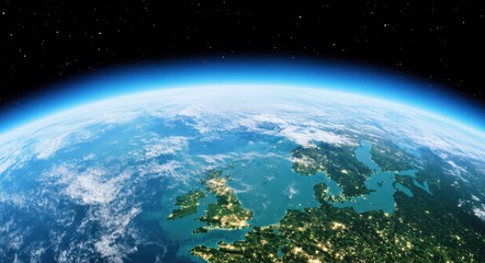 Fototapeta premium Earth from Above: A Majestic Satellite View of Our Planet.