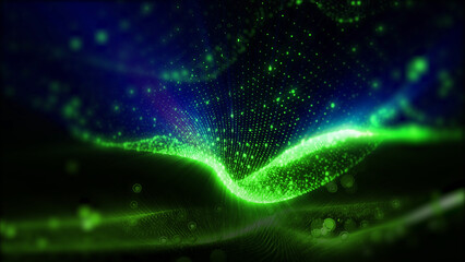 An abstract background of virtual waves that create a unique creative atmosphere, like music transformed into the energy of matter.
