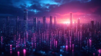 Fototapeta premium Modern Skyline with Futuristic Glow. Generative AI