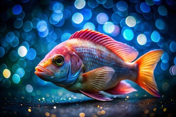 Fototapeta premium Fresh Raw Tilapia Fish with Bokeh Background - High-Resolution Stock Photo