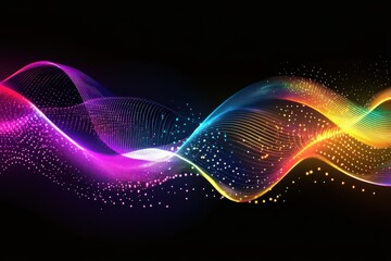 Rainbow waves and gradient hues on black background