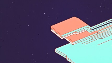 Stylish Pastel Digital Illustration: Abstract Geometric Forms Floating in Space. AI Generated