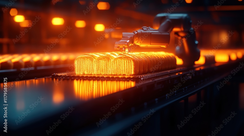 Poster intricate close up of a modern machine illuminated by vibrant lights showcasing advanced technology 