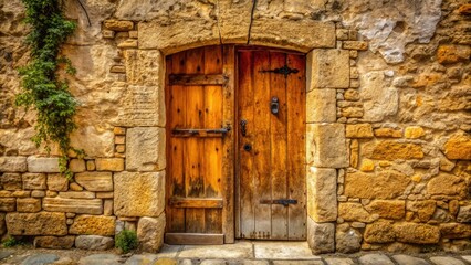 Obraz premium Historic Safed, Israel. Timeworn wooden door, a photographic glimpse into the Old City's architectural legacy.