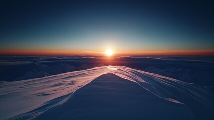 Sunrise over Snowy Mountain Peak