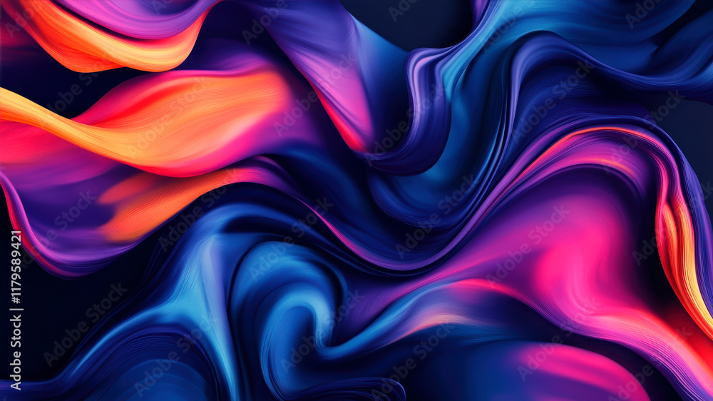 Poster dynamic interplay of vibrant colors creating an abstract splash on a dark backdrop