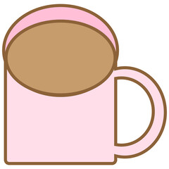 モカムース色の飲み物が入ったピンクのマグカップ