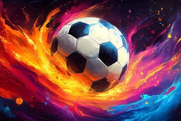 Obraz premium Dreamlike Soccer: Abstract Fantasy Illustration